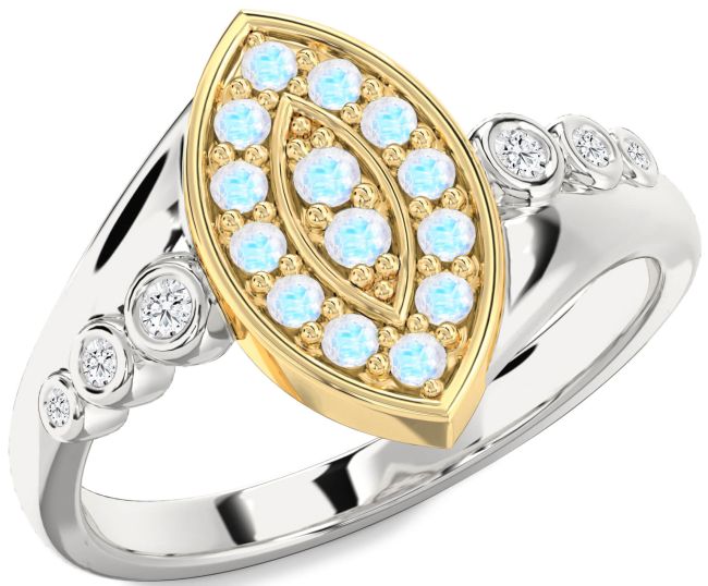 Diamond Moonstone Gold Silver Evil Eye Ring