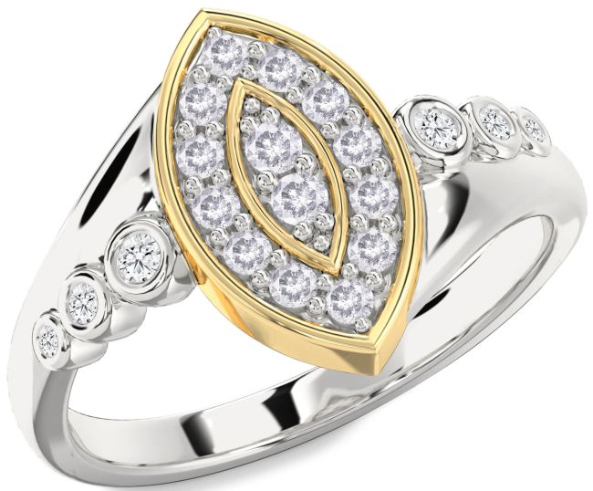 Salt & Pepper Diamond Gold Silver Evil Eye Ring