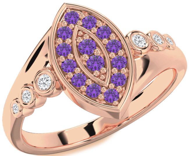 Diamond Amethyst Rose Gold Evil Eye Ring