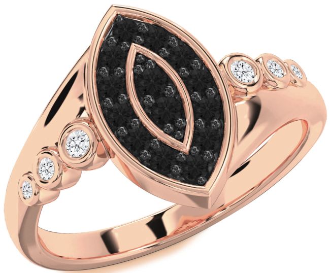 Black Diamond Rose Gold Evil Eye Ring