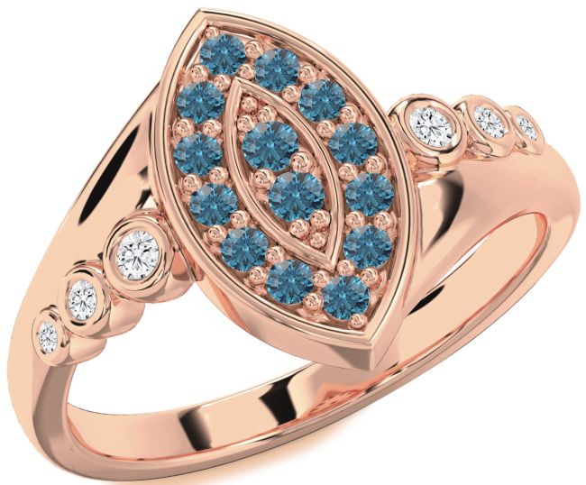 Blue Diamond Rose Gold Evil Eye Ring