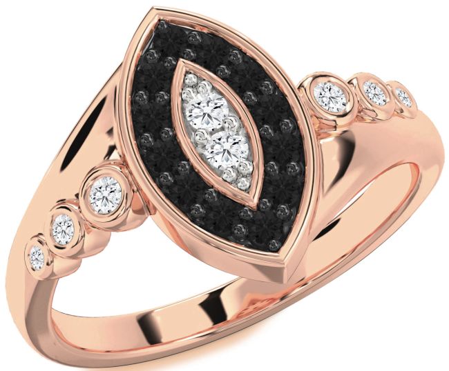 Black Diamond Rose Gold Silver Evil Eye Ring