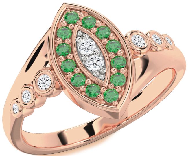 Emerald & Diamond Rose Gold Evil Eye Ring