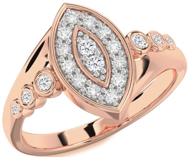 Diamond Rose Gold Silver Evil Eye Ring