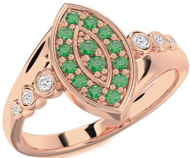 Diamond Emerald Rose Gold Silver Evil Eye Ring