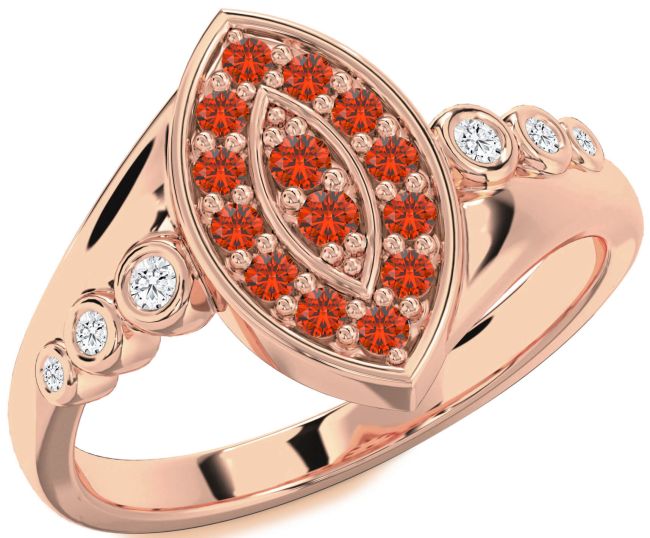 Diamond Fire Opal Rose Gold Evil Eye Ring