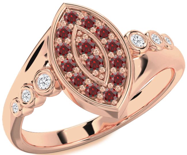 Diamond Garnet Rose Gold Evil Eye Ring