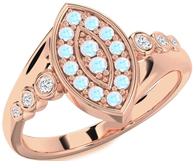 Diamond Moonstone Rose Gold Evil Eye Ring