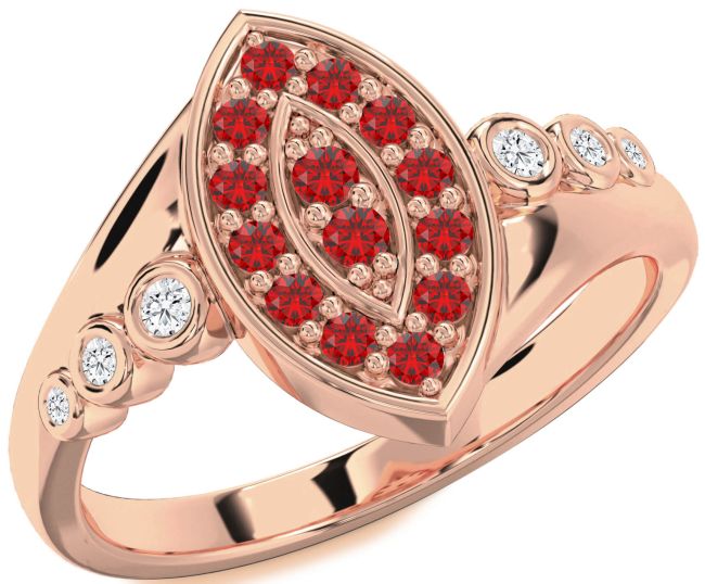 Diamond Ruby Rose Gold Evil Eye Ring