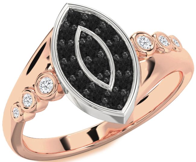 Black Diamond Rose Gold Silver Evil Eye Ring