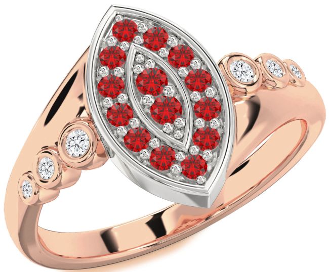 Diamond Ruby Rose Gold Silver Evil Eye Ring