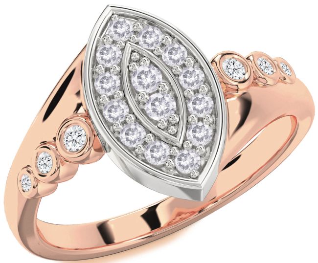 Salt & Pepper Diamond Rose Gold Silver Evil Eye Ring