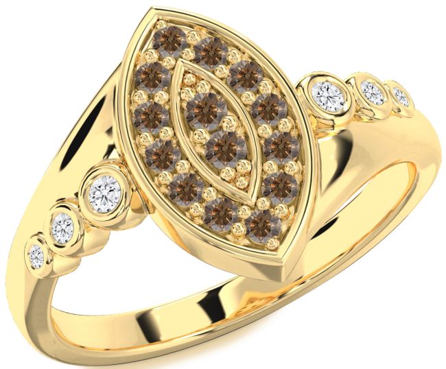 Chocolate Brown Diamond Gold Silver Evil Eye Ring