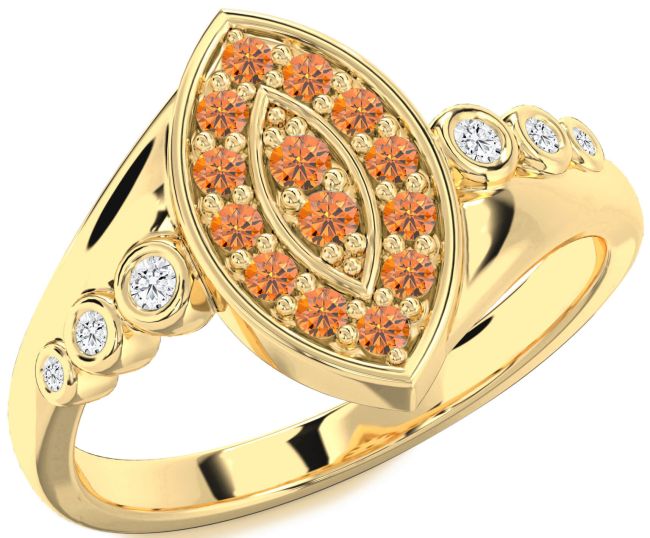 Diamond Citrine Gold Silver Evil Eye Ring