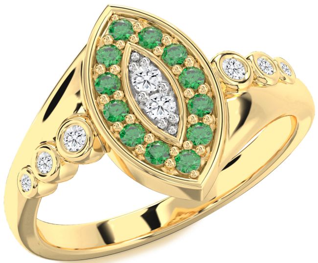 Emerald & Diamond Gold Evil Eye Ring