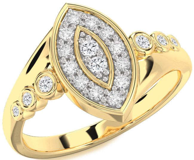 Lab Diamond Gold Evil Eye Ring