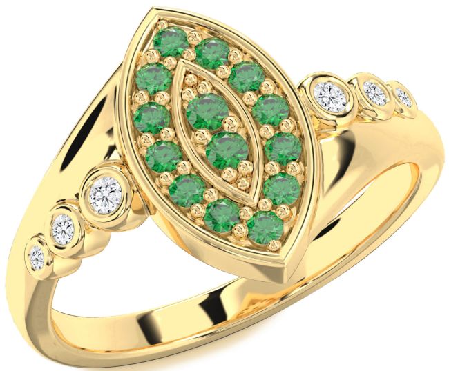 Diamond Emerald Gold Evil Eye Ring