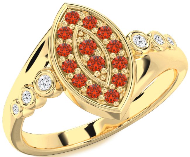 Diamond Fire Opal Gold Evil Eye Ring