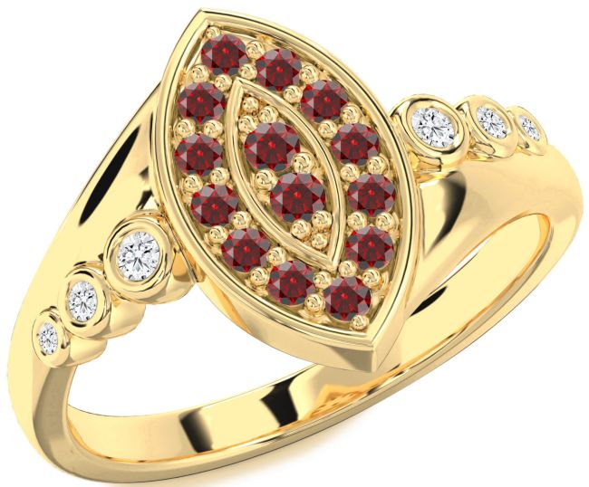 Diamond Garnet Gold Evil Eye Ring