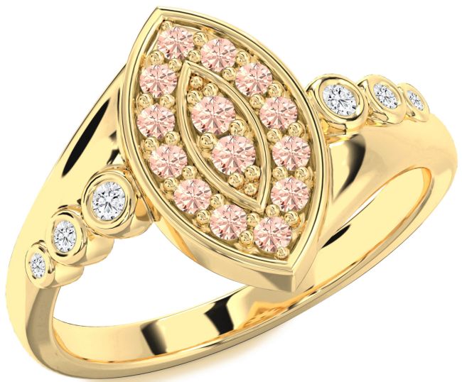 Diamond Morganite Gold Evil Eye Ring