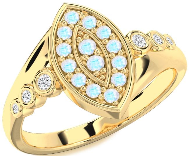 Diamond Moonstone Gold Evil Eye Ring