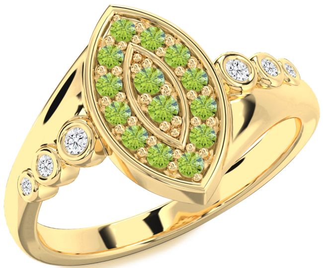 Diamond Peridot Gold Evil Eye Ring