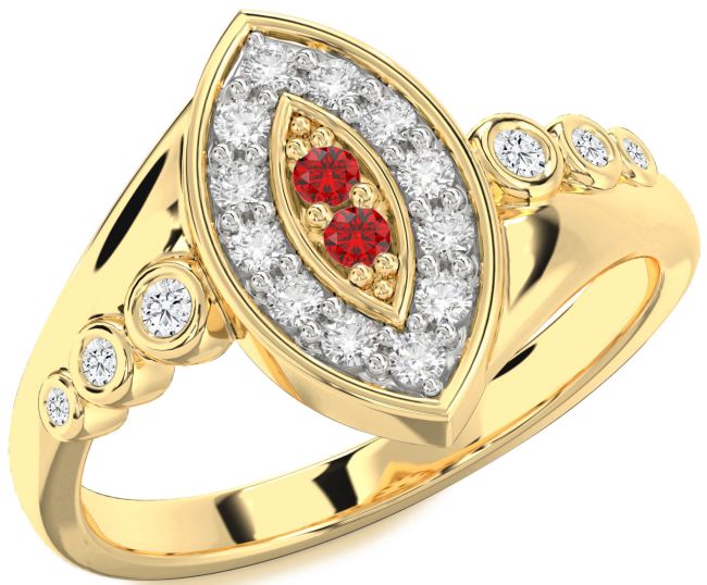 Diamond & Ruby Gold Evil Eye Ring