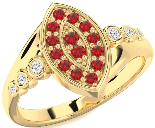 Diamond Ruby Gold Silver Evil Eye Ring