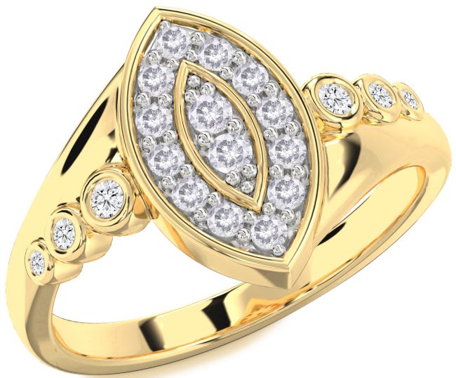 Salt & Pepper Diamond Gold Evil Eye Ring
