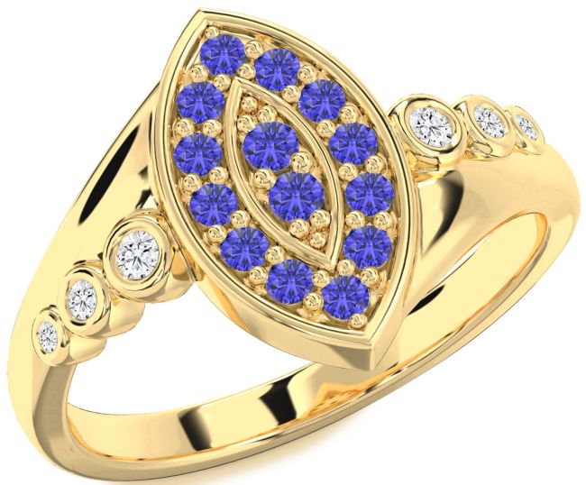 Diamond Tanzanite Gold Evil Eye Ring