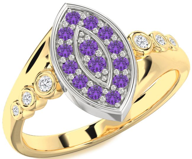 Diamond Amethyst Gold Silver Evil Eye Ring