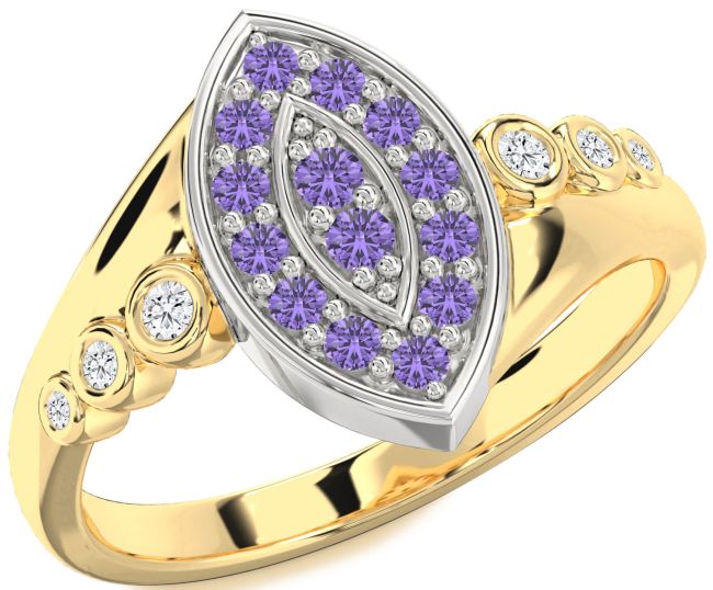 Diamond Alexandrite Gold Silver Evil Eye Ring