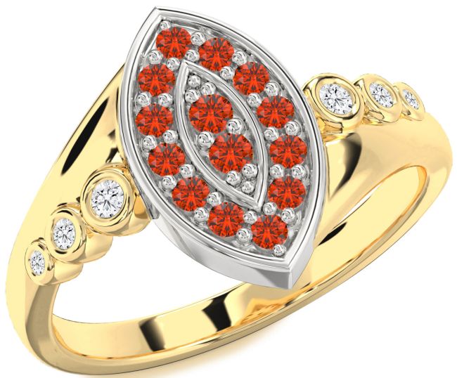 Diamond Fire Opal Gold Silver Evil Eye Ring