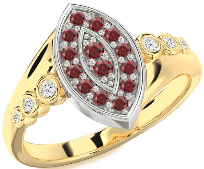 Diamond Garnet Gold Silver Evil Eye Ring