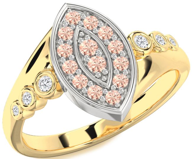 Diamond Morganite Gold Silver Evil Eye Ring