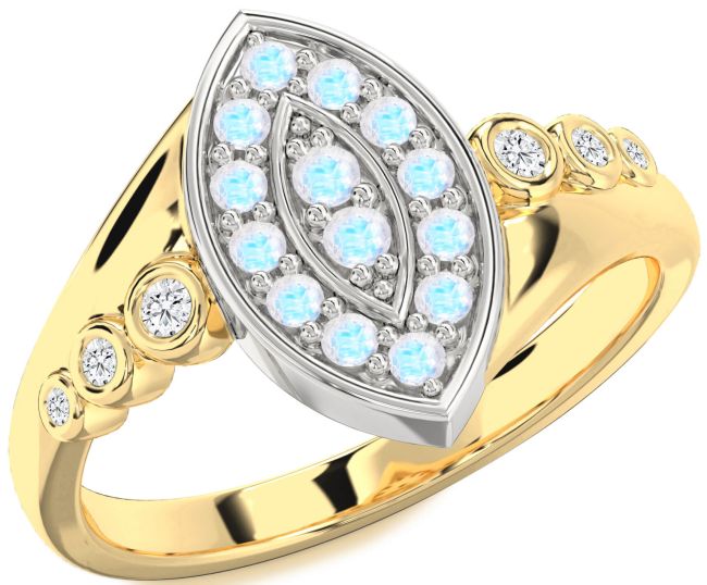Diamond Moonstone Gold Silver Evil Eye Ring
