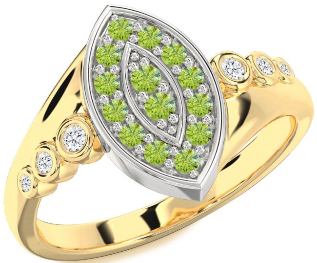 Diamond Peridot Gold Silver Evil Eye Ring