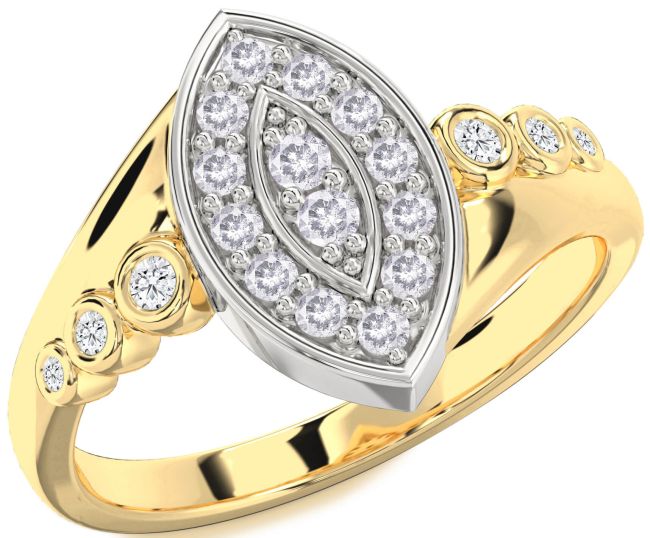 Salt & Pepper Diamond Gold Silver Evil Eye Ring