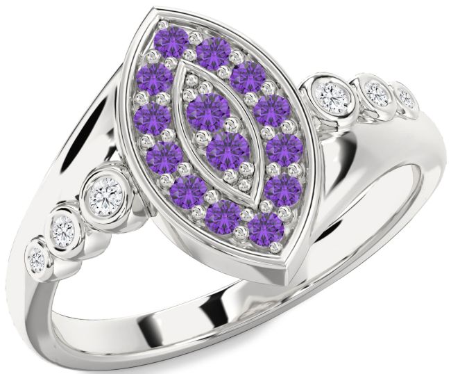 Diamond Amethyst Silver Evil Eye Ring