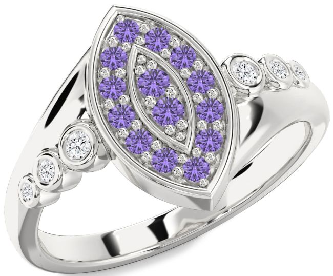 Diamond Alexandrite Silver Evil Eye Ring