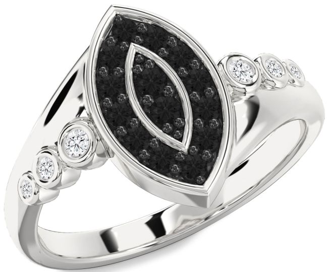 Black Diamond Platinum Evil Eye Ring