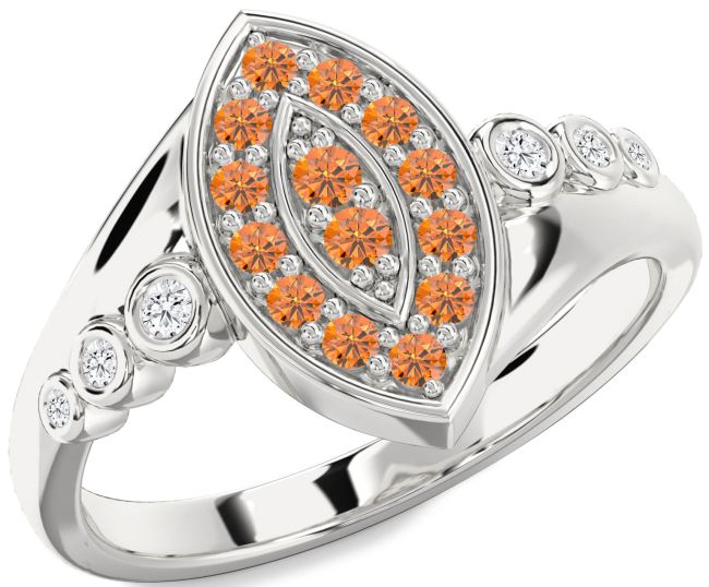 Diamond Citrine Silver Evil Eye Ring