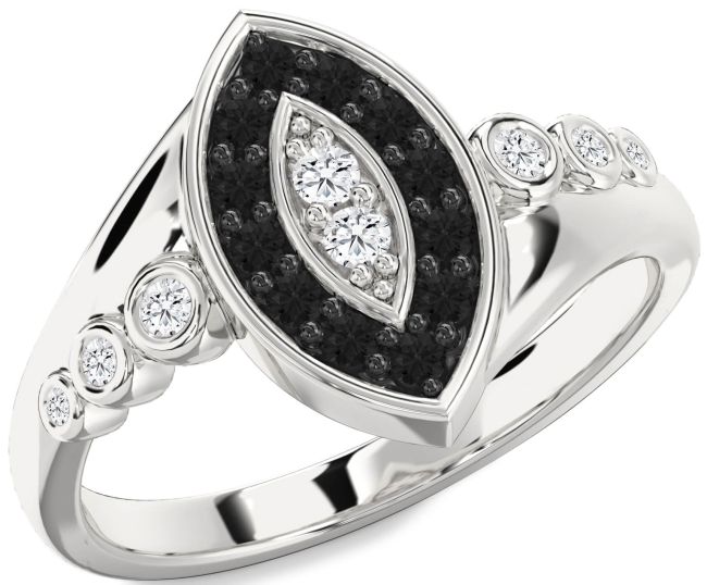 Black Diamond White Gold Evil Eye Ring