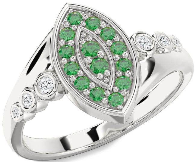 Diamond Emerald Silver Evil Eye Ring
