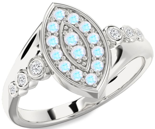 Diamond Moonstone Silver Evil Eye Ring