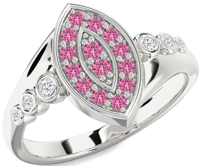 Diamond Pink Sapphire Silver Evil Eye Ring
