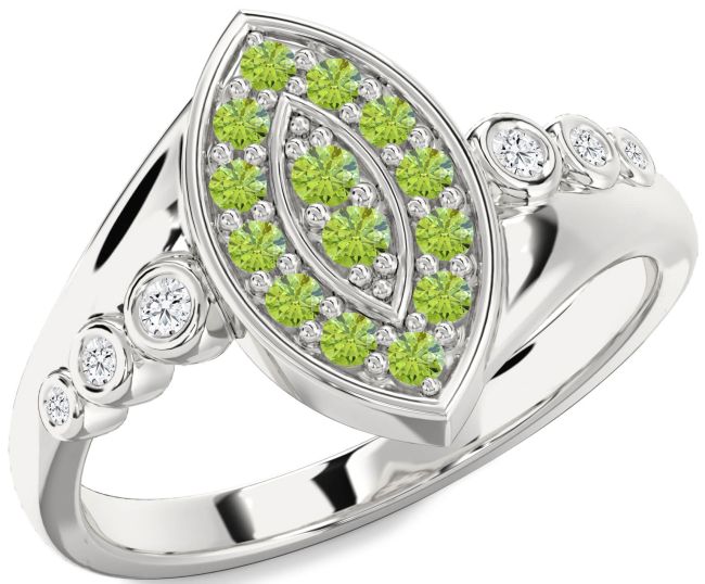 Diamond Peridot Silver Evil Eye Ring
