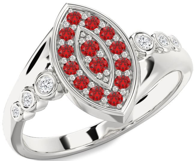 Diamond Ruby Silver Evil Eye Ring
