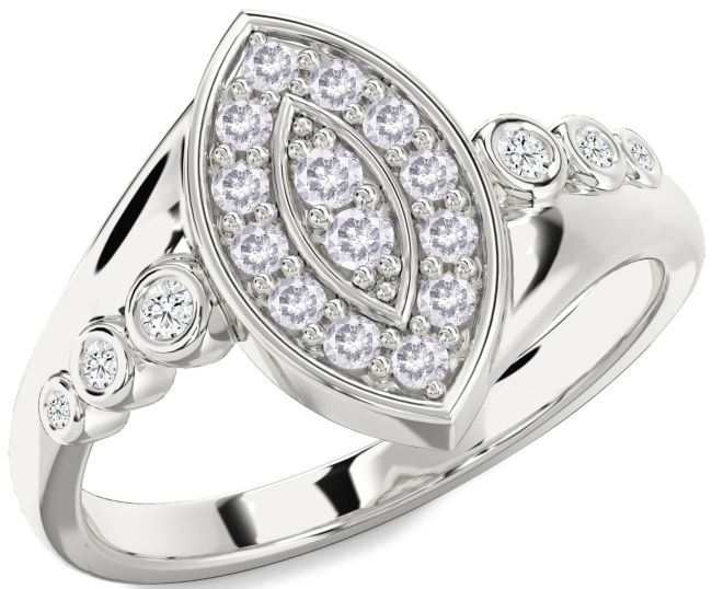 Salt & Pepper Diamond Platinum Evil Eye Ring