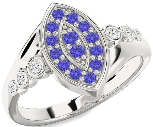 Diamond Tanzanite Silver Evil Eye Ring